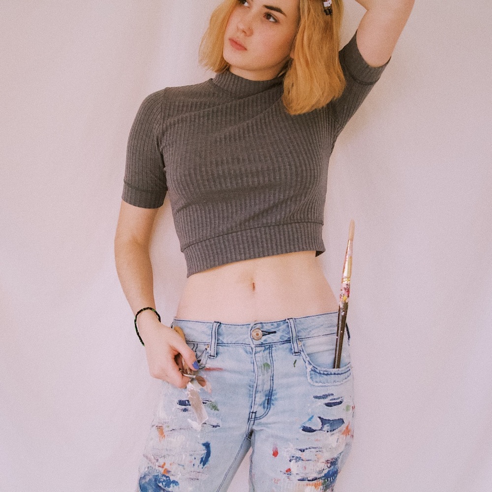 free people mock neck top